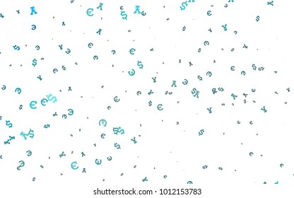 Light BLUE vector background with Euro, Dollar, Yen. Blurred design in with symbols of EUR, USD, JPY. The pattern can be used for financial, investment websites.