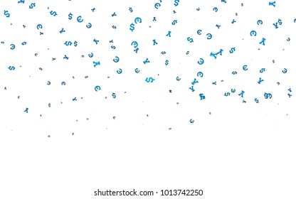 Light BLUE vector background with Euro, Dollar, Yen. Illustration with EUR, USD, JPY signs on white template. Smart design for your business advert of economic, wealth.