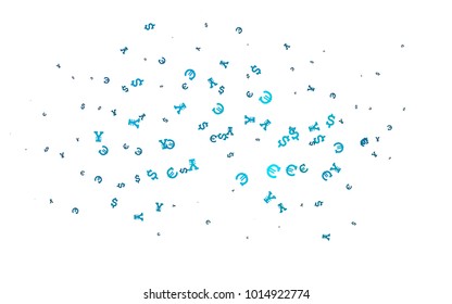 Light BLUE vector background with Euro, Dollar, Yen. Shining colored illustration with EUR, USD, JPY signs. Smart design for your business advert of economic, wealth.
