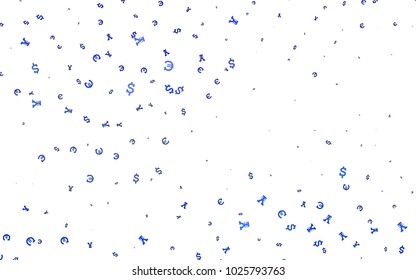 Light BLUE vector background with Euro, Dollar, Yen. Illustration with EUR, USD, JPY signs on white template. Best design for your ad, poster, banner of money.