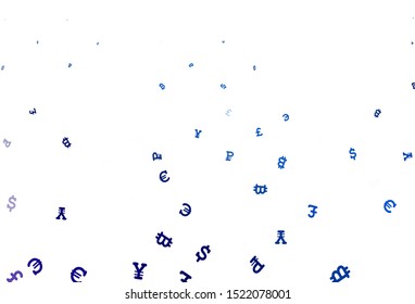 Light BLUE vector background with financial symbols. Shining colored illustration with currency signs. Pattern for financial, investment websites.