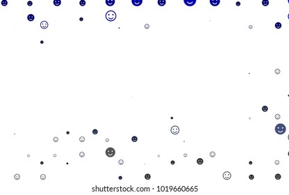 Light BLUE vector background with funny smiles. Decorative shining illustration with smiles on white template. Pattern for ad, booklets, leaflets of celebrations.