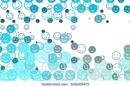 Light BLUE vector background with funny smiles. Beautiful colored illustration with smiles in simple style. Beautiful design for your business advert.