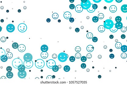 Light BLUE vector background with funny smiles. Decorative shining illustration with smiles on white template. Design for positive ad, poster, banner.