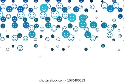 Light BLUE vector background with funny smiles. Beautiful colored illustration with smiles in simple style. Beautiful design for your business advert.