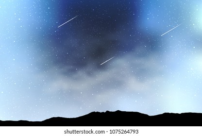 Light BLUE vector background with galaxy stars. Shining colored illustration with bright astronomical stars. Best design for your ad, poster, banner.