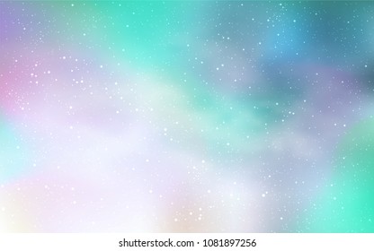 Light BLUE vector background with galaxy stars. Shining colored illustration with bright astronomical stars. Smart design for your business advert.