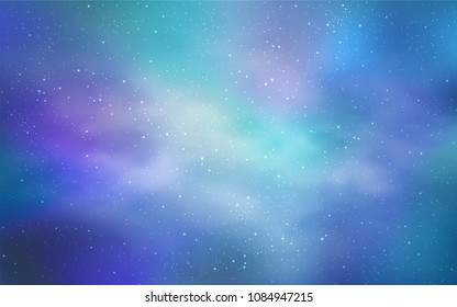 Light BLUE vector background with galaxy stars. Shining illustration with sky stars on abstract template. Pattern for astronomy websites.