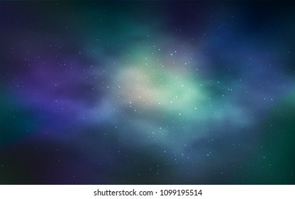 Light BLUE vector background with galaxy stars. Shining colored illustration with bright astronomical stars. Template for cosmic backgrounds.