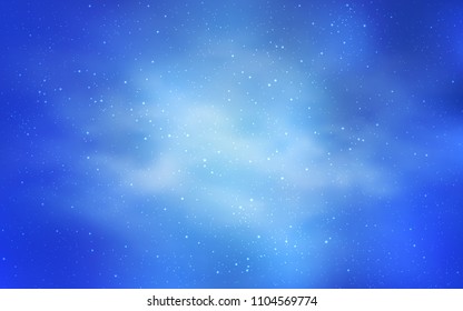 Light BLUE vector background with galaxy stars. Glitter abstract illustration with colorful cosmic stars. Smart design for your business advert.