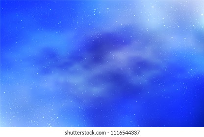 Light BLUE vector background with galaxy stars. Shining illustration with sky stars on abstract template. Smart design for your business advert.