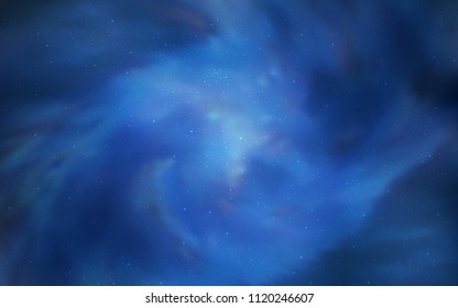 Light BLUE vector background with galaxy stars. Space stars on blurred abstract background with gradient. Smart design for your business advert.
