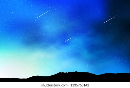 Light BLUE vector background with galaxy stars. Space stars on blurred abstract background with gradient. Template for cosmic backgrounds.