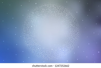 Light BLUE vector background with galaxy stars. Space stars on blurred abstract background with gradient. Best design for your ad, poster, banner.