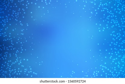 Light BLUE vector background with galaxy stars. Space stars on blurred abstract background with gradient. Best design for your ad, poster, banner.