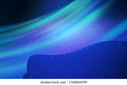 Fondo vectorial AZUL claro con estrellas de galaxia. Ilustración de colores brillantes con estrellas astronómicas brillantes. Patrón para sitios web de astronomía.