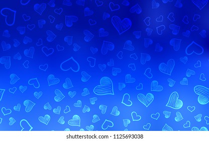 Light BLUE vector background with hearts. Illustration with hearts in love concept for valentine's day. Design for ad, poster, banner of Valentine Day.