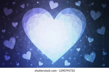 Light BLUE vector  background with hearts. Glitter abstract illustration with colorful hearts in romantic style. Pattern for marriage gifts, congratulations.