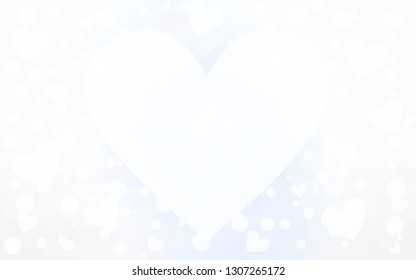 Light BLUE vector  background with hearts. Blurred decorative design in doodle style with hearts. Design for your business advert of anniversary.