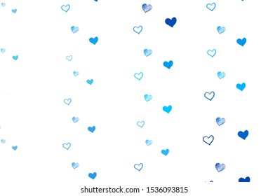 Light BLUE vector background with hearts. Illustration with hearts in love concept for valentine's day. Pattern for carnival, festival romantic leaflets.
