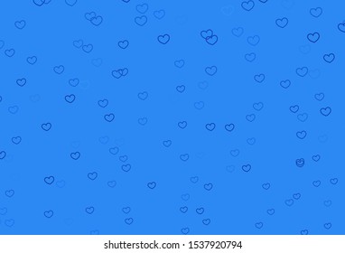 Light BLUE vector background with hearts. Hearts on blurred abstract background with colorful gradient. Pattern for marriage gifts, congratulations.