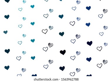 Light BLUE vector background with hearts. Hearts on blurred abstract background with colorful gradient. Pattern for marriage gifts, congratulations.
