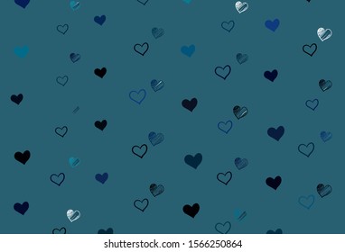 Light BLUE vector background with hearts. Hearts on blurred abstract background with colorful gradient. Pattern for marriage gifts, congratulations.