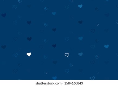 Light BLUE vector background with hearts. Blurred decorative design in doodle style with hearts. Pattern for valentine's ad, booklets.