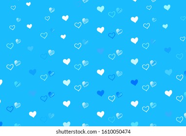 Light BLUE vector background with hearts. Hearts on blurred abstract background with colorful gradient. Pattern for marriage gifts, congratulations.