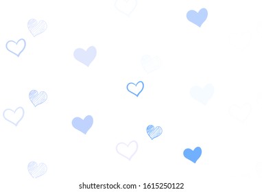 Light BLUE vector background with hearts. Illustration with hearts in love concept for valentine's day. Pattern for marriage gifts, congratulations.
