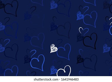 Light BLUE vector background with hearts. Smart illustration with gradient hearts in valentine style. Pattern for marriage gifts, congratulations.