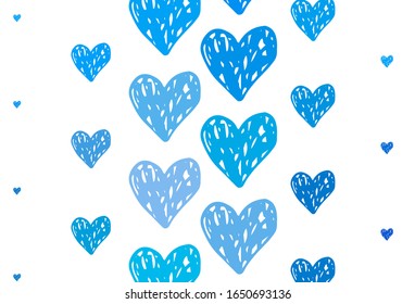 Light BLUE vector background with hearts. Beautiful abstract hearts on colorful gradient background. Design for celebrating of Valentine Day.
