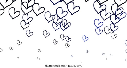 Light BLUE vector background with hearts. Illustration with hearts in love concept for valentine's day. Pattern for valentine's ad, booklets.