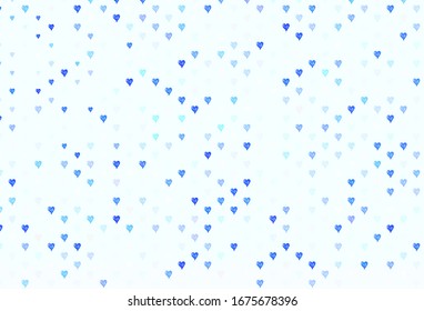 Light BLUE vector background with hearts. Smart illustration with gradient hearts in valentine style. Pattern for valentine's ad, booklets.