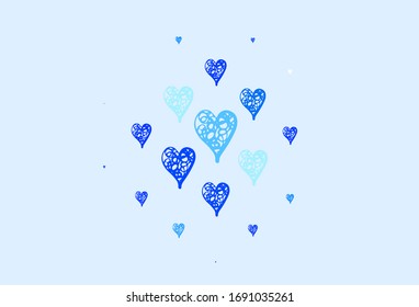 Light BLUE vector background with hearts. Beautiful celebration style hearts on abstract illustration. Template for Valentine's greeting postcards.