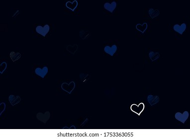 Light BLUE vector background with hearts. Glitter abstract illustration with colorful hearts in romantic style. Design for your business advert of anniversary.