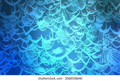 Light BLUE vector background with hearts. Blurred decorative design in doodle style with hearts. Pattern can be used for valentine's ad, booklets.