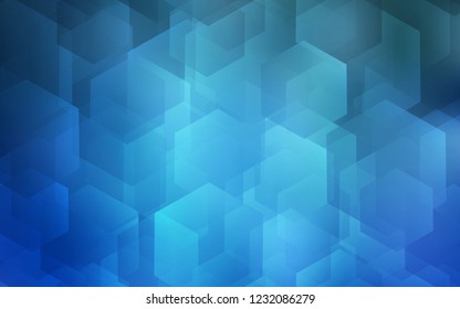 Light BLUE vector background with hexagons. Illustration of colored hexagons on white surface. Pattern can for your ad, booklets.