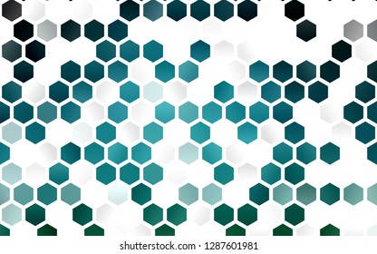 Light BLUE vector background with hexagons. Illustration of colored hexagons on white surface. Pattern can for your ad, booklets.