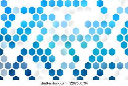 Light BLUE vector background with hexagons. Illustration with set of colorful hexagons. Pattern for ads, leaflets.