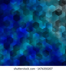 Light BLUE vector background with hexagons. Abstract illustration with colorful hexagons. Pattern for your ad, booklets.