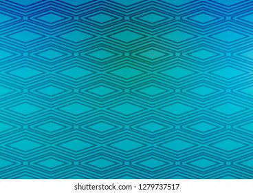 Light BLUE vector background with lines, rhombuses. Colorful illustration with lines, cubes on abstract template. Pattern for ads, posters, banners.