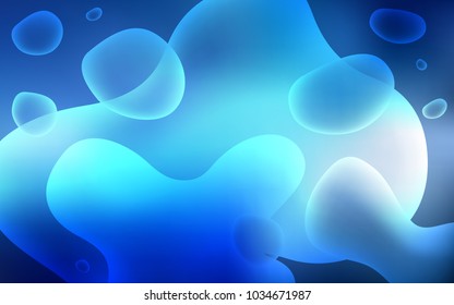 Light BLUE vector background with liquid shapes. Glitter abstract illustration with wry lines. A completely new template for your business design.