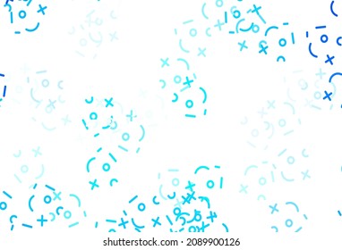 Light BLUE vector background with math elements. Colored mathematic signs with gradient on white background. Best design a poster, banner of a math college.