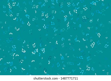 Light BLUE vector background with music symbols. Shining illustration of colorful gradient music notes. Pattern for websites of musitians.