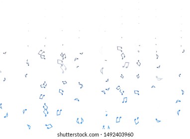 Light BLUE vector background with music symbols. Abstract illustration with colorful symbols of melody. Pattern for school ad, booklets.