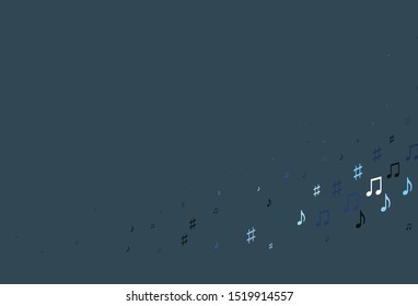 Light BLUE vector background with music symbols. Decorative design in abstract style with music shapes. Template for fasion magazines.