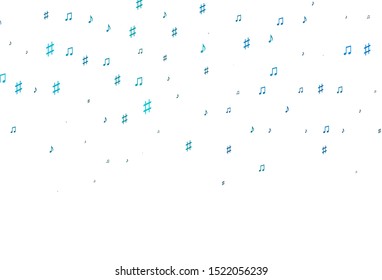 Light BLUE vector background with music symbols. Decorative design in abstract style with music shapes. Pattern for festival leaflets.
