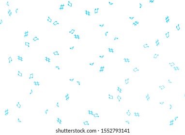 Light BLUE vector background with music symbols. Isolated colorful music keys on abstract background. Template for fasion magazines.