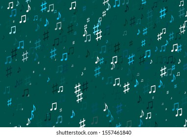 Light BLUE vector background with music symbols. Shining illustration of colorful gradient music notes. Modern design for wallpapers.